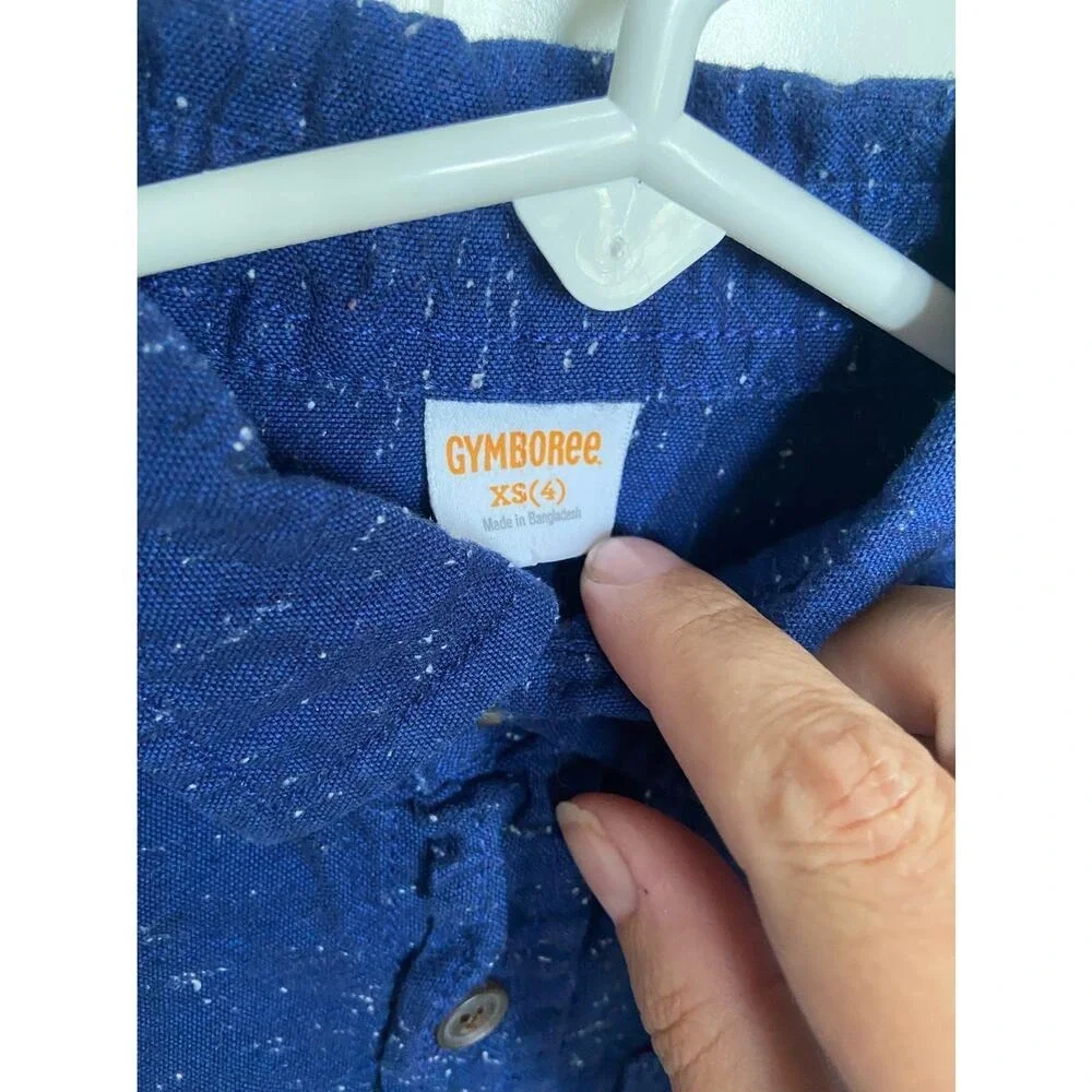 Gymboree Boys Shirt Size XS 4 Snowflake Fun‎ Western Blue Nubby Fabric Button Up